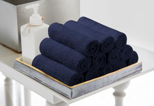 Avalon Towels Salon Towel - Navy Blue Hand Towels Bulk Pack of 48-100% Cotton Absorbent Spa, Facial & Gym Towel for Working Out - 16x27 Inches (Not Bleach Proof) - Image 3