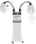 800W Nano Hooded Hair Steamer, Professional Micro Mist Hair Care Steamer with 2 Steam Caps, Salon Hair Deep Conditioning Machine with Adjustable TEM 33.8-167℉ & Timer for Home Salon SPA Use (White) by Unknown