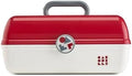 Caboodles School Spirit On-The-Go Girl Makeup Box, Crimson Over White, Hard Plastic Makeup Organizer Box, Built-In Mirror, Secure Latch for Safe Travel, Spacious Storage for Large Items by Caboodles