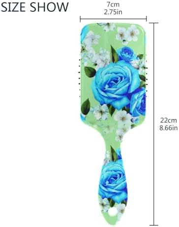 Blue Roses Green Hair Brush, Soft Bristles Detangling Brush - Detangler Hairbrush Glides Through Tangles For All Hair Types (Wet Dry & Damaged Hair) - Image 3