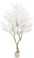 White Artificial Cherry Blossom Tree 6FT with Sturdy White Planter by Anbeser