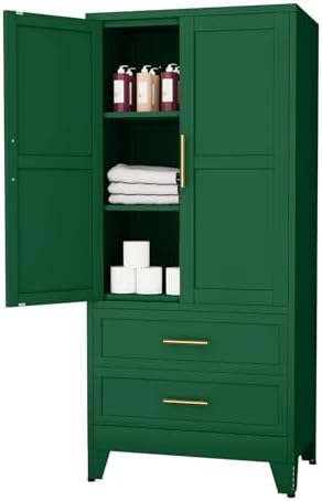 71" Metal Garage Storage Cabinet with 2 Doors 2 Adjustable Shelves by AUEYTVR