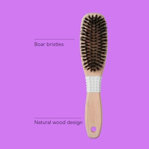 Conair Boar Bristle Hair Brush for Women, Natural Wood Handle Styling Brush for Sleek Slick Back Hair, Reduces Frizz, Adds Shine, Smooths & Detangles All Hair Types - Image 2