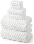 REDKISS White Microfiber Towels Set of 6-35x70 Inches Oversized Bath Sheets, Extra Large Bath Towels Set of 6 for Adults, Super Soft Quick Dry Lint Free Absorbent Waffle Microfiber Shower Towels by REDKISSOnline