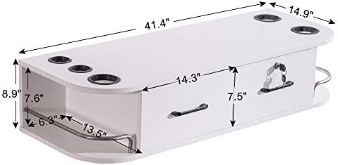 BarberPub Wall Mount Styling Station with Lockable Drawer (White) - Image 4