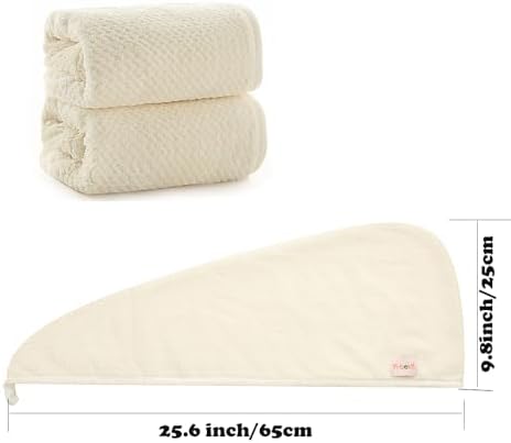 M-bestl 2 Pack Microfiber Hair Towel Wrap with Button to Dry Hair Quickly - Image 5