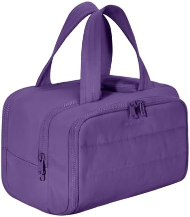 BAGSMART Travel Toiletry Bag, Puffy Toiletry Bag for Women, Wide-open toiletry bags for traveling, Large Travel Cosmetic Makeup Bag Organizer for Accessories,Toiletrie (Dark Purple) by BAGSMART
