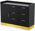 OmySalon Salon Station, Free Standing Cabinet Barber Hair Styling Stations, Beauty Spa Barbershop Organize Equipment with 6 Drawers and 1 Storage Cabinet, Black Gold by OmySalon