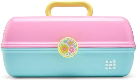 Caboodles On-The-Go Girl Makeup Box, Two-Tone Pink and Light Blue, Hard Plastic Makeup Organizer Box, Built-In Mirror, Secure Latch for Safe Travel, Spacious Storage for Large Items by Caboodles