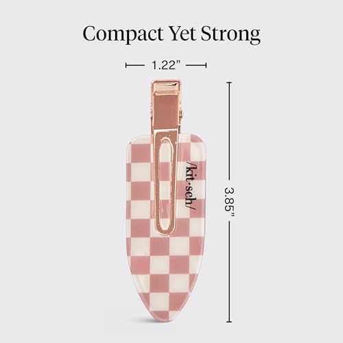 Kitsch Creaseless Hair Clips for Women - Checkered Terracotta, 2pcs - Image 4