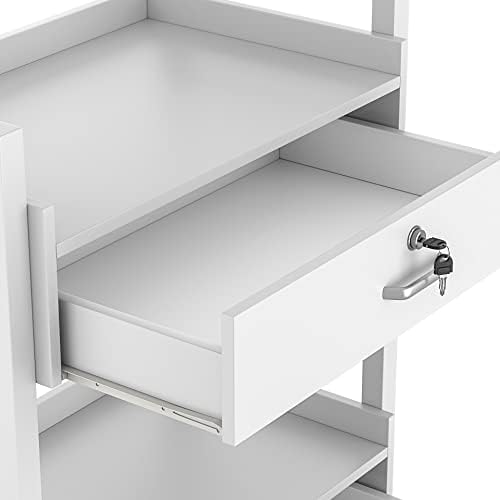 Salon Beauty Cabinet Cart Trolley 2-Layer Rolling Storage Drawer Organizer Wheels Lockable Tool Salon Station Barber Stylist Equipment Makeup Spa Cart (White-2 Layer) - Image 6