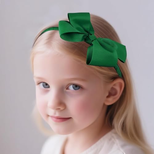 baotongle 11pcs Green School Hair Accessories Set Uniform Hair Bow Headband Clips Hair Ties Curly Bows for Little Toddler School Girls(Green) - Image 5