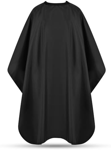 Hair Cutting Cape with Adjustable Snap Closure, Professional Barber Cape, Haircut Salon Supplies for Men and Women - 57" x 51"(Black) by Unknown