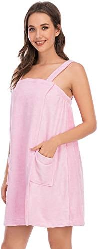 Veseacky Women Bath Wrap Towel for Womens Shower with Pocket Adjustable Spa Robe & Facial Headband - Image 4