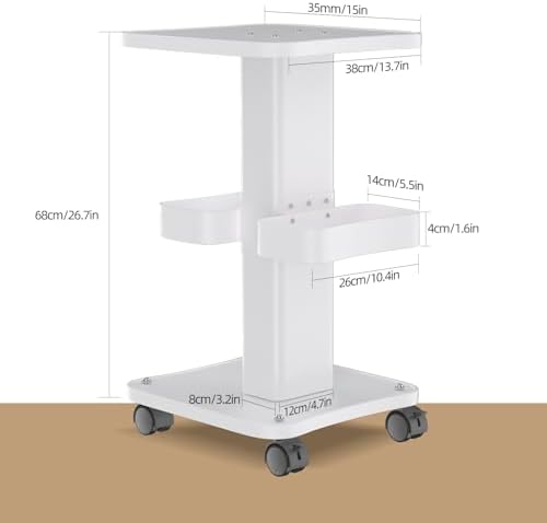 Esthetician Cart with Wheels and 2 Trays, 4 Tier Salon and Spa Equipment Trolley Carts, Beauty Machine Trolley, Load 135lbs - Image 2