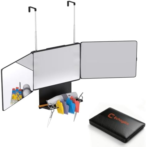 3 Way Mirror for Self Hair Cutting with Storage Shelf by Unknown