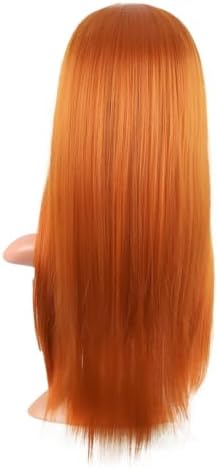 MapofBeauty 24 Inch Long Straight Flat Bangs Party Cosplay Wig,Light Orange - Image 4