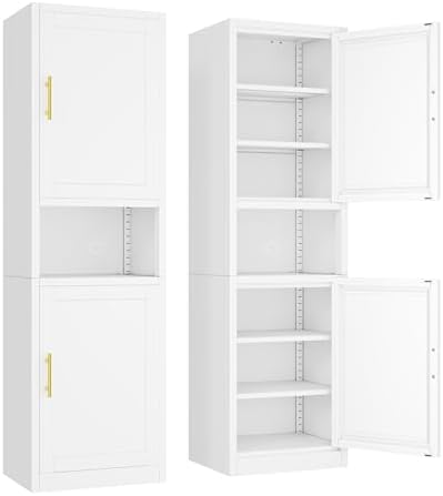 Ckzbx Tall Narrow Storage Cabinet 66.93" H Tall Bathroom Cabinet Metal Pantry Cabinets, 4 Adjustable Shelves for Kitchen, Home Office, Living Room, Dinning Room (20 inches Wide White) by Ckzbx