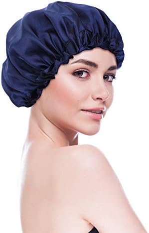 Blulu 3 Pcs Large Satin Silk Bonnet,Black, Red, Navy Blue - Image 4