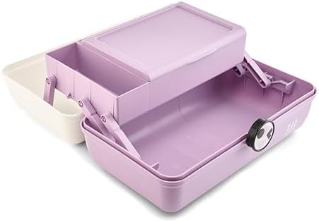 Caboodles School Spirit On-The-Go Girl Makeup Box, White Over Lavender, Hard Plastic Makeup Organizer Box, Built-In Mirror, Secure Latch for Safe Travel, Spacious Storage for Large Items - Image 3