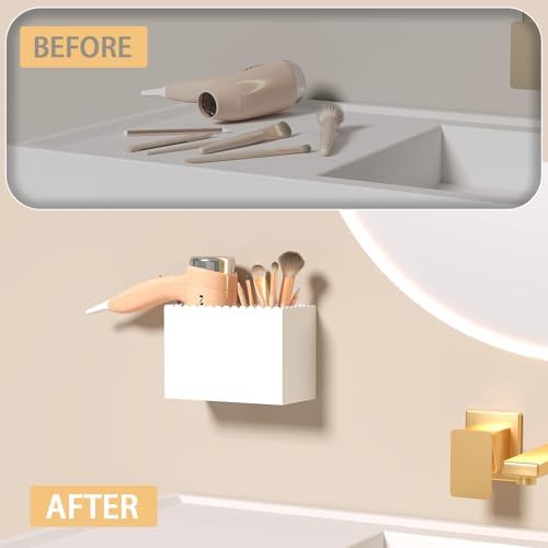 Scalloped 2 Cup Acrylic Hair Tool Organizer Wall Mount for Bathroom - Image 6