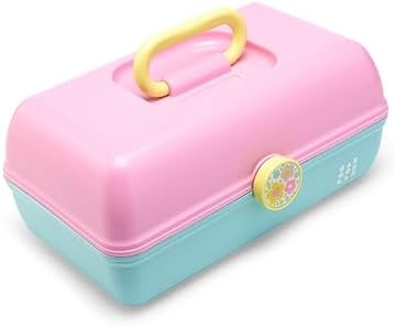 Caboodles On-The-Go Girl Makeup Box, Two-Tone Pink and Light Blue, Hard Plastic Makeup Organizer Box, Built-In Mirror, Secure Latch for Safe Travel, Spacious Storage for Large Items - Image 2