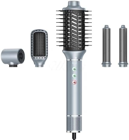 Hair Dryer Brush, 5 in 1 Blow Dryer Brush Set, High Speed Hot Air Styler, Auto Wrap Curlers for Frizz-Free Volume, Smooth Hair Damage Hair Styling Tools Gift for Drying Curling Straightening Silver - Image 2