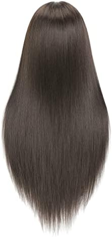 30 Inch Long Brown Hair Mannequin Head 80% Human Hair Manikin Cosmetology Doll Training Head for Hairdresser Practice Braiding Styling Curling Cutting with Table Clamp Stand - Image 3