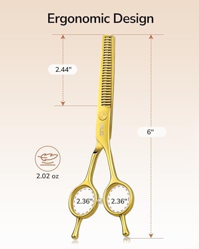 ULG Professional Texturizing & Thinning Shears - 6.5’’ Hair Cutting Scissors, Ultra Sharp Japanese Stainless Steel, Ambidextrous Ergonomic Handle for Barbers, Stylists, Salon & Home Use, Gold - Image 7