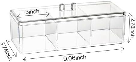 Hair Accessories Organizer for Girls, Acrylic Hair Tie Organizer for Headband, bows, Hair Clip, Cotton Swab Organization, Hair Clip Holder, 3 Compartments Hair Organizer Storage with Lid - Image 2