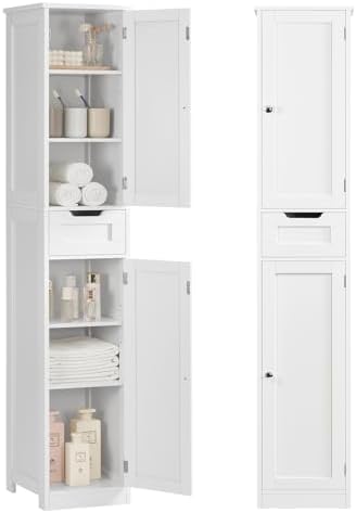 Iwell 66.9" Tall Bathroom Storage Cabinet with 2 Doors & 1 Drawer by IWELL