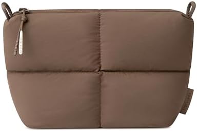 Comfyable Puffy Electronics Organizer Travel Case, Cute Tech Pouch for Women Men, Cable Storage Bag for Charger, Phone, Power Bank, Cord, Compact Tech Accessories Pouch, Mocha Brown - Image 2