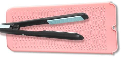 Heat Resistant Silicone Hair Iron Mat, Portable Hot Hair Tools Pad Travel Organizer Pouch for Curling Irons, Flat Irons, Hair Straightener and Hair Styling Tools (Pink) - Image 3