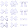 3-inch White Grosgrain Ribbon Hair Bows for Girls,12 pcs Handmade Alligator Clip Barrettes for Toddlers Kids Teens Babies,Her Everyday Hair Accessories,Secure Non-Slip Styling in Pairs by KCHIES-AccessoryCollection