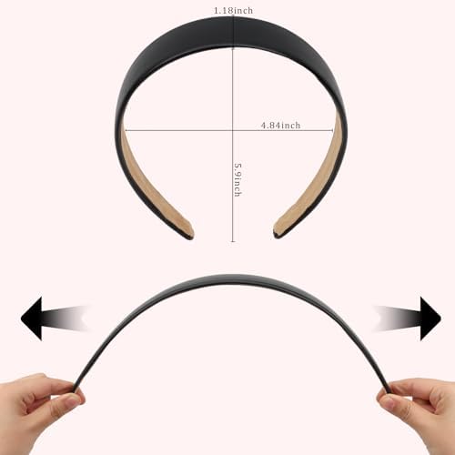 Black Headband Leather Headband for Women Plastic Hard Head Band Solid Colors 1 Inch Thin Hair Bands - Image 5