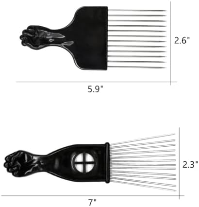 Hair Sponge Set, Magic Curl Glove, Afro Brush, Metal Pick Comb, and Twist Comb for Hairstyling (Black-6Pcs) - Image 3