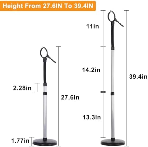 Erytlly Hair Dryer Stand Hands Free 360-Degree Rotating Adjustable Height Metal Hair Dryer Holder Blow Dryer Holder About for 0.5kg Hair Dryer in Bathroom, Vanity, Makeup Room Basic - Image 5