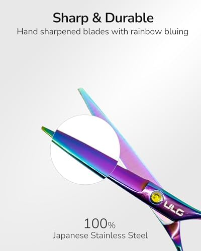 Hair Cutting Scissors, ULG Professional Hair Scissors 6.5 inch Right-Hand Razor Edge Barber Shears Salon Hair Cutting Shears Made of Japanese Stainless Steel, Hand Sharpened Rainbow - Image 4