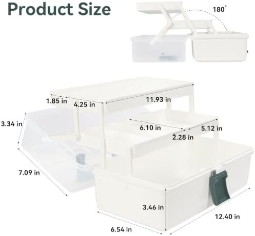WEWLINE 13-Inch Art Box Organizer 3-Layer Craft Storage Organizer Sewing Kit Box with Handle Art Bin for Home,School,Office,Travel - Image 3