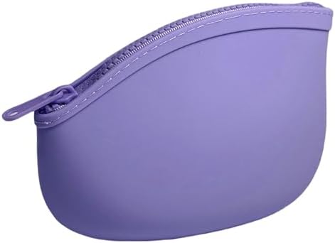 Small Makeup Bag Premium Silicone Purse Bag Multifunctional Essential Bag Zipper Pouch Water and Heat Resistant (Purple) by WHHJM