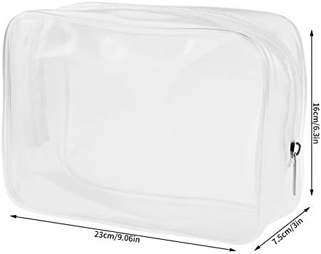 Wobe 5 Packs Clear Cosmetics Bag TSA Approved, PVC Zippered Toiletry Carry Pouch Portable Makeup Bag for Vacation Travel, Bathroom and Organizing Waterproof Makeup Vinyl Case (Large, White) - Image 2