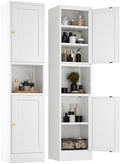 YAUWOH 2-Door Metal Storage Cabinet, Tall Slim Pantry Organizer with 3 Adjustable Shelves (120LBS/Shelf), Anti-Tipping Waterproof Cabinet for Bathroom/Kitchen/Home Office/Small Spaces, (1PC,White) by YAUWOHFactoryOutletsColorfulMetalFurniture