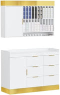 OmySalon Salon Stations for Hair Stylist, Barber Color Bar, Storage Cabinet with Adjustable Shelves, Wall Mounted Hair Dye Tubes Organizer Display for Barbershop, White by OmySalon