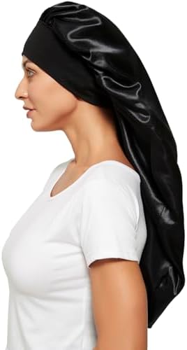 Wbfwbb 2 Pcs Silk Bonnet for Women Satin, Soft Elastic Band Silky Sleeping Cap Big Bonnets for Braids - Image 7