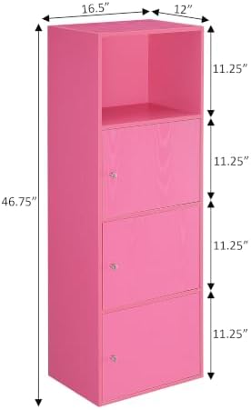 Xtra Storage Three-Door Cabinet with Shelf in Pink Wood Finish - Image 3