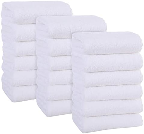 MOONQUEEN 18 Pack Premium Hand Towels - Quick Drying - Microfiber Coral Velvet Highly Absorbent Towels - Multipurpose Use as Hotel, Bathroom, Shower, Spa, Hand Towel 16 x 28 inches (White) by MOONQUEEN