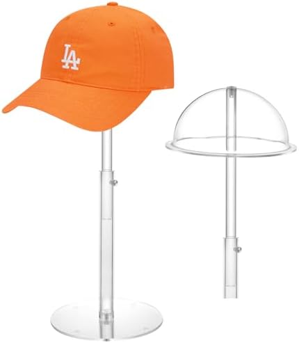 Adjustable Acrylic Hat Display Stand, 8"-16" Clear Domed Baseball Cap Rack by SHUNKAIZS