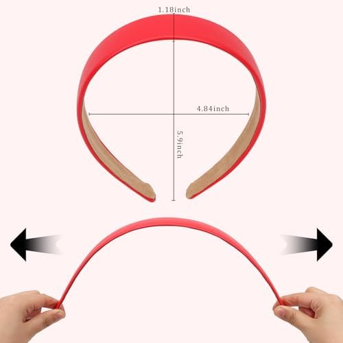 Red Headband Faux Leather Thin Hairband Halloween Head Bands for Womens & Girls Hair Solid Simple Holiday Cosplay Hair Accessories for Mothers Sisters - Image 5
