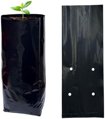 gardtree 3/4 Gallon 100 Pcs Tall Plant Nursery Bags 4.7" x 11.7", Deep Root Plastic Plant Grow Bags Thicken Tree Seedling Pots for Vegetables, Flower, Fruit, Citrus, Nut Trees, Taproot Saplings by Gardtree