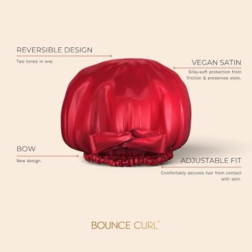 Bounce Curl Reversible Satin Hair Bonnet, Adjustable Band, Night Cap For Curly Hair Reduce Friction Helps Prevent Frizz - Image 4